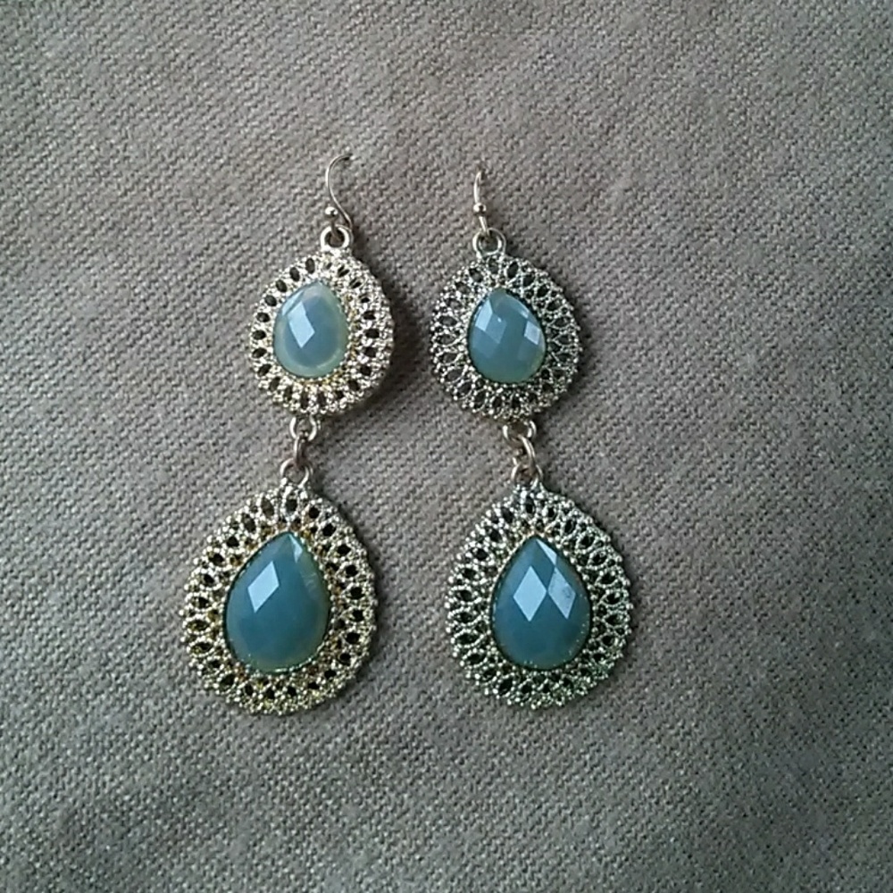 Pretty Double Stone Dangle Earrings - image 1